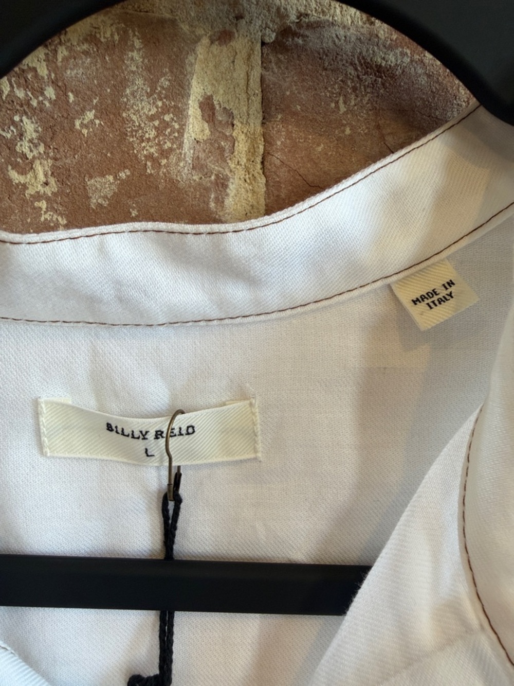Billy Reid White Banded Collar Button-Up - Picture 2 of 7